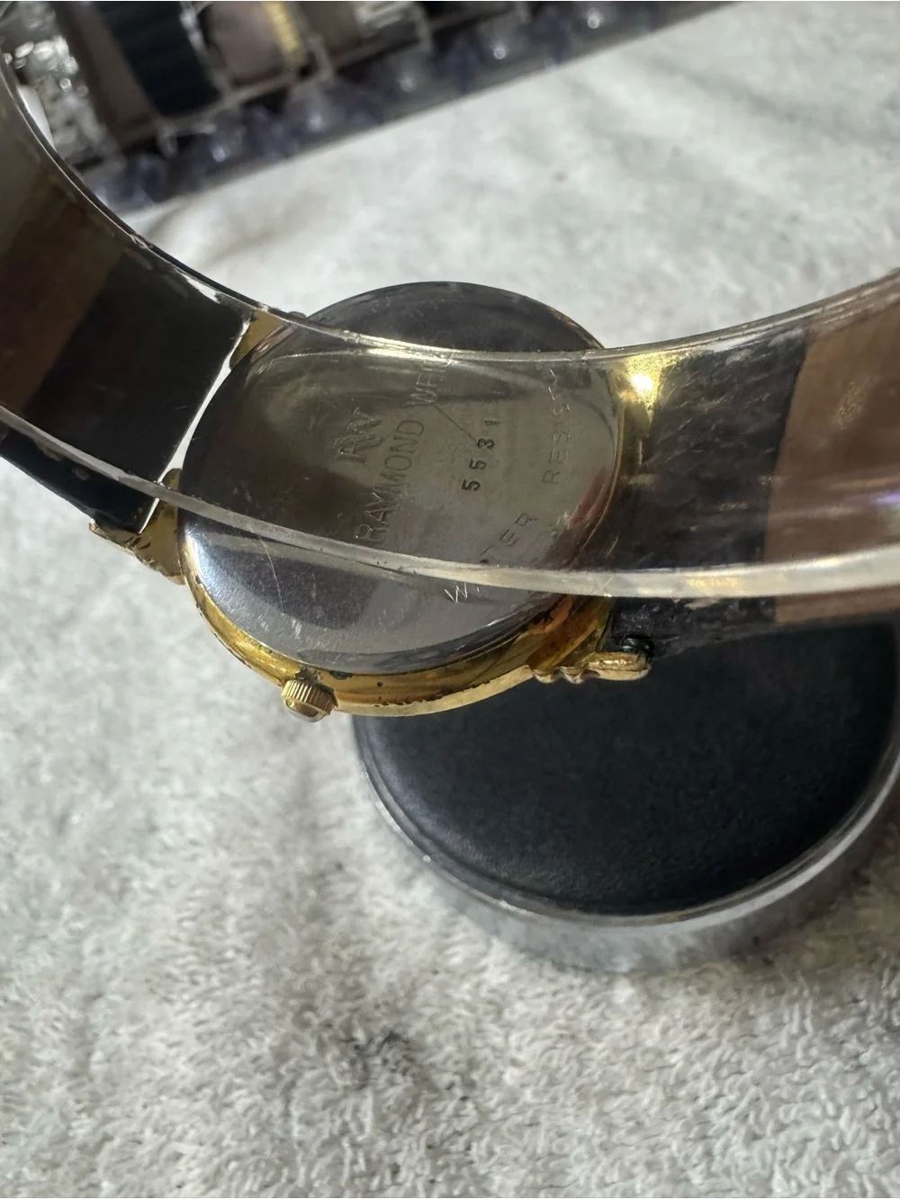 Raymond Weil Gold and Black Leather Quartz Dress Watch